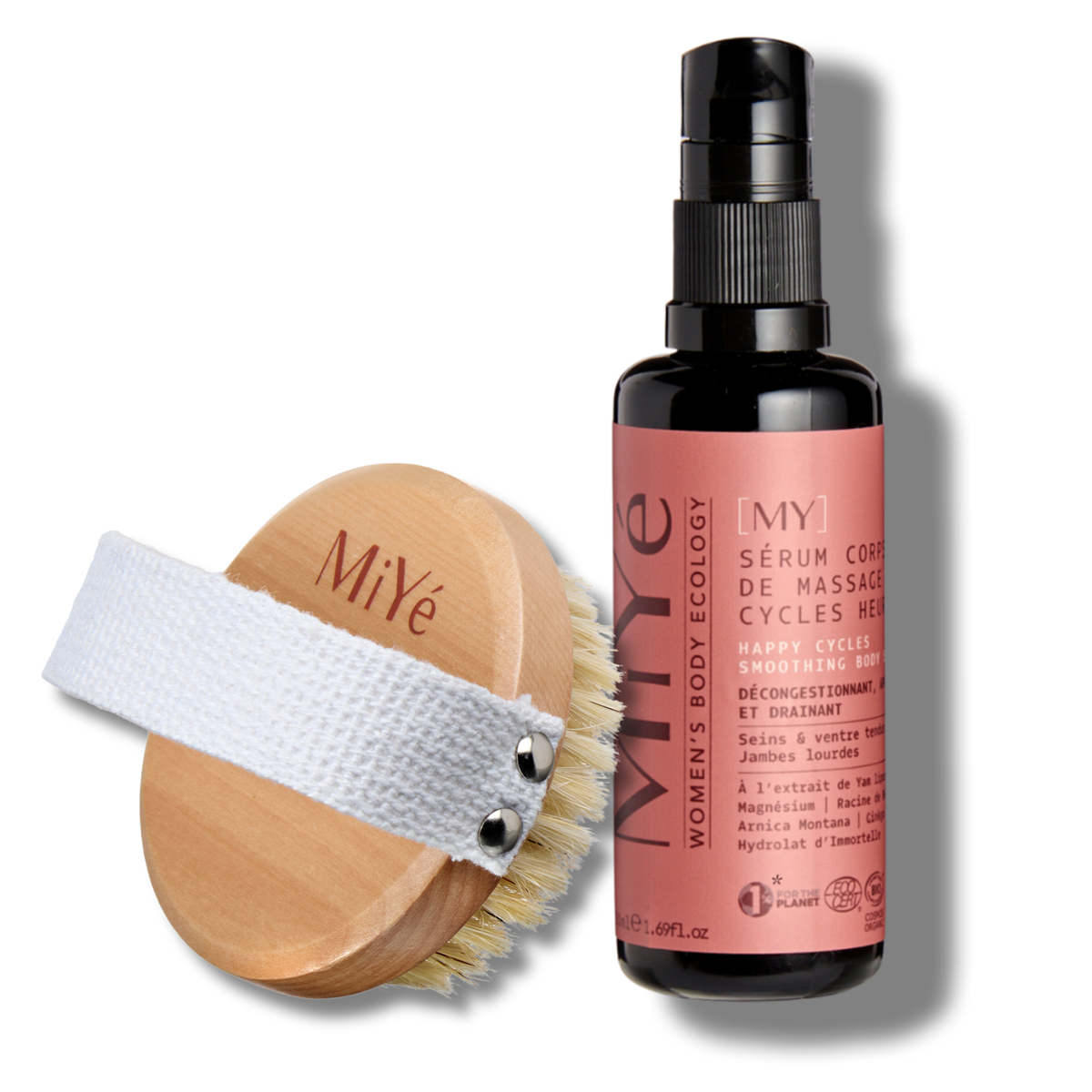 La brosse et le sérum corps apaisant pour le drainage lymphatique