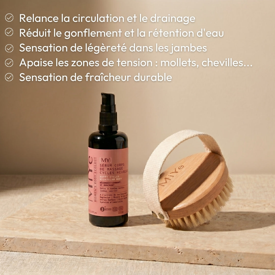 Kit massage lymphatique : relance la circulation et le drainage, réduit la rétention d'eau, sensation de fraîcheur durable