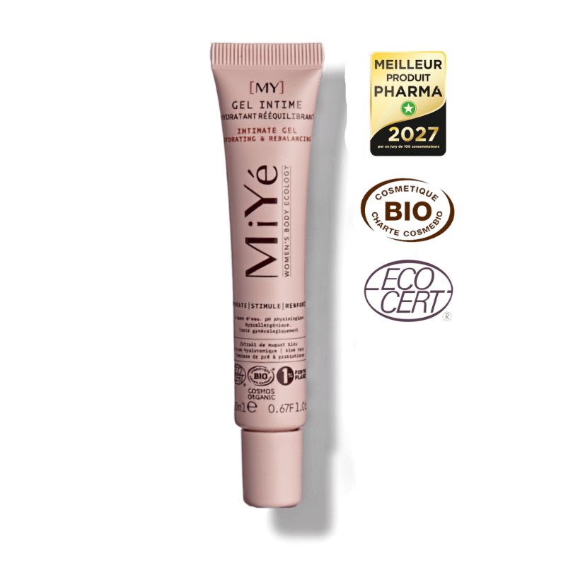 Tube 20ml de gel intime hydratant rééquilibrant bio, écocert et élu meilleur produit pharma 2027